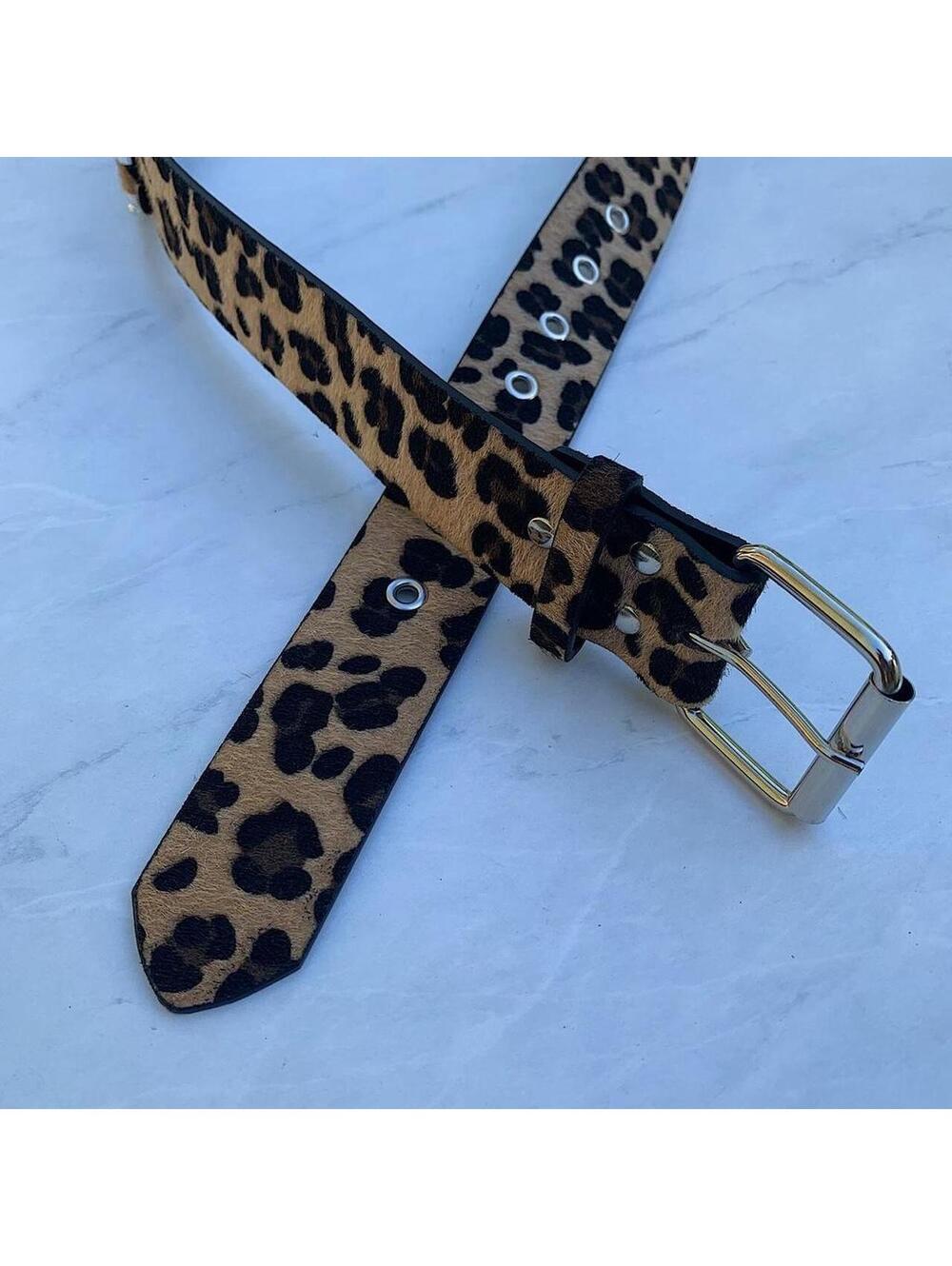 Cyber Bullet belt Cheetah Fur studded vintage y2k style. Cool grunge/punk look - Picture 8 of 8